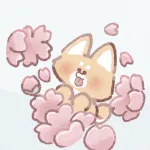 桜と柴犬さんのフリーアイコン