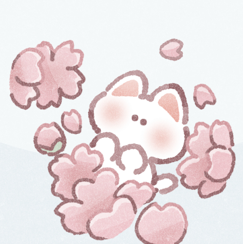 桜と猫さんのフリーアイコン