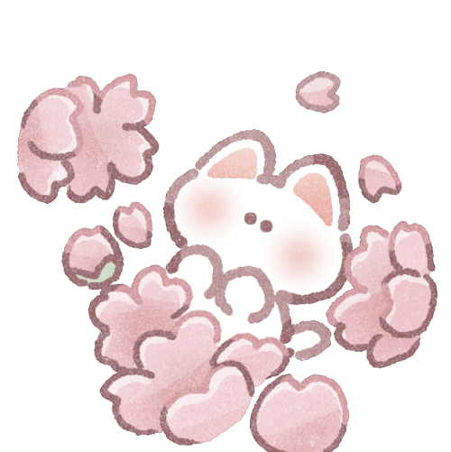 桜と猫さんのフリーイラスト