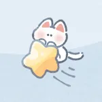 流れ星に乗った猫さんのフリーアイコン