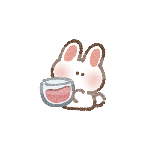 赤いドリンクを飲むウサギさんのフリーイラスト