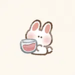 赤いドリンクを飲むウサギさんのフリーアイコン