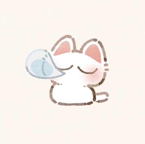 鼻ちょうちんが出ている猫さんのフリーアイコン