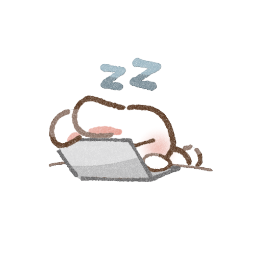 PC作業中に寝ちゃったうさぎさんのフリーイラスト