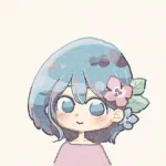 あじさいの髪飾りの女の子のフリーアイコン