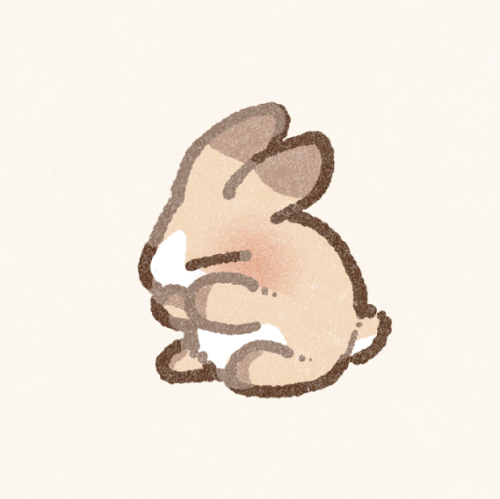お顔を洗ううさぎさんのフリーアイコン