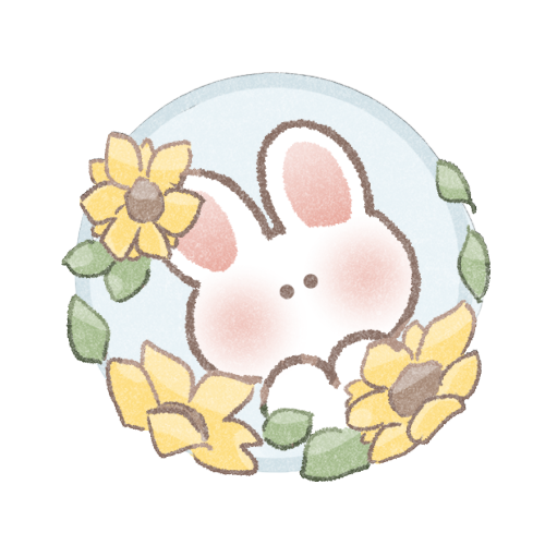 ひまわりとうさぎさんのフリーイラスト
