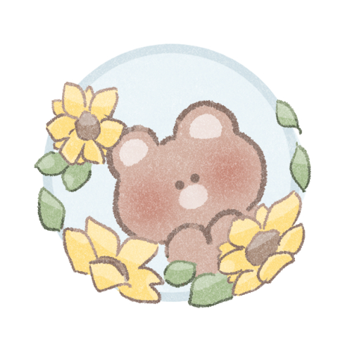 ひまわりとくまさんのフリーアイコン