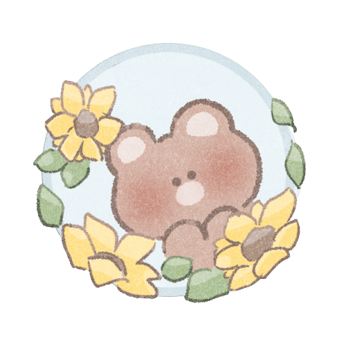 ひまわりとくまさんのフリーイラスト