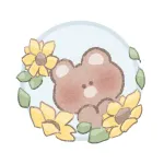 ひまわりとくまさんのフリーアイコン