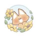 ひまわりと柴犬さんのフリーアイコン