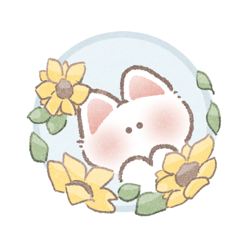 ひまわりと猫さんのフリーアイコン
