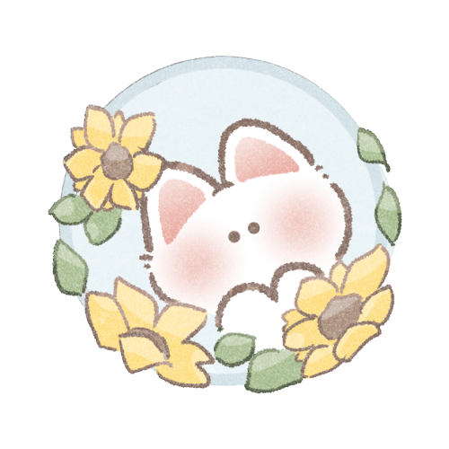 ひまわりと猫さんのフリーイラスト