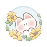 ひまわりと猫さんのフリーアイコン