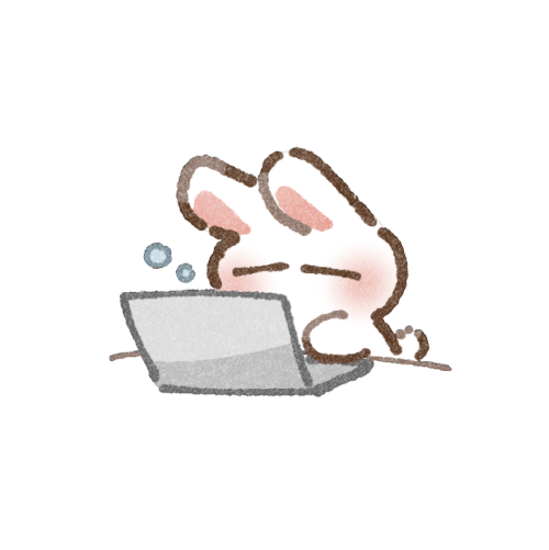 パソコンをするうさぎさんのフリーイラスト