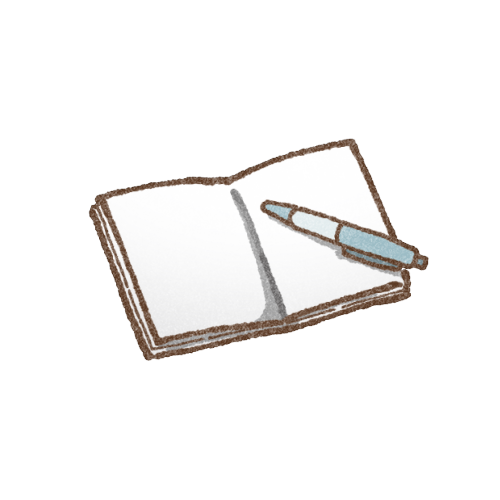 ペンとメモ帳のフリーイラスト