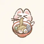 ラーメンを食べる猫さんのフリーアイコン