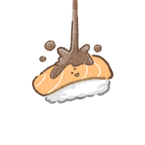 お醤油たっぷりかけられるお寿司のフリーイラスト