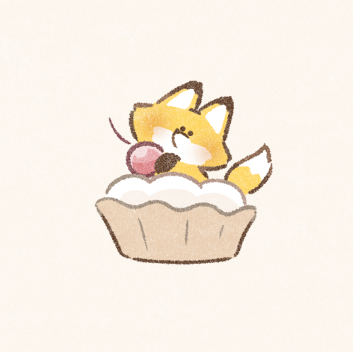 カップケーキの狐さんのフリーアイコン