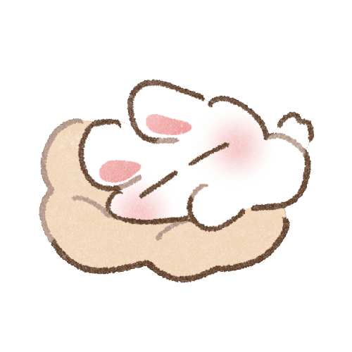 クッションで眠るうさぎさんのフリーイラスト