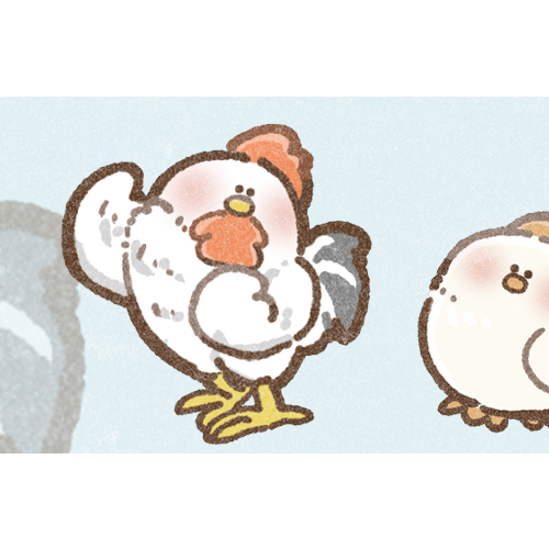 Twitter用フリーヘッダー（成長にわとりさん）