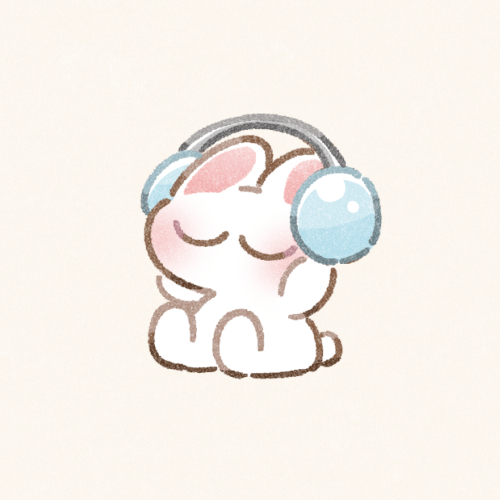 音楽を聴く兎さんのフリーアイコン