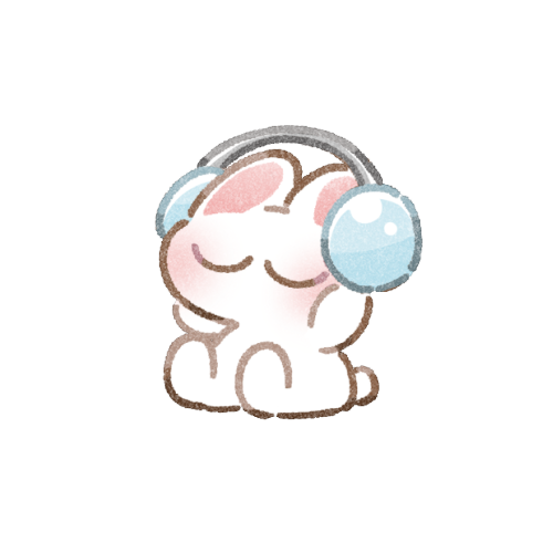 音楽を聴く兎さんのフリーイラスト