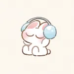 音楽を聴く兎さんのフリーアイコン