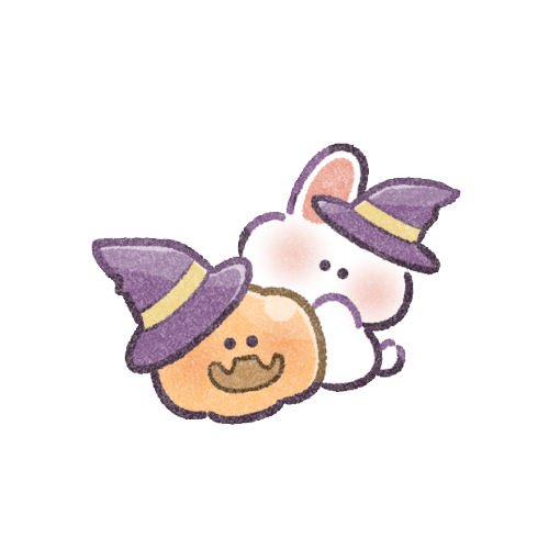 ハロウィンかぼちゃと兎さんのフリーイラスト
