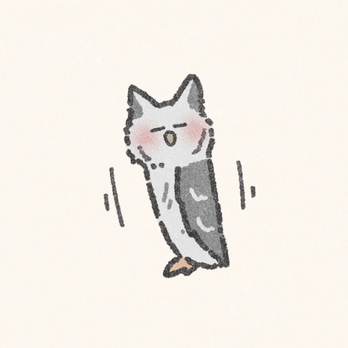 細くなったフクロウ(アフリカオオコノハズク)さんのフリーアイコン