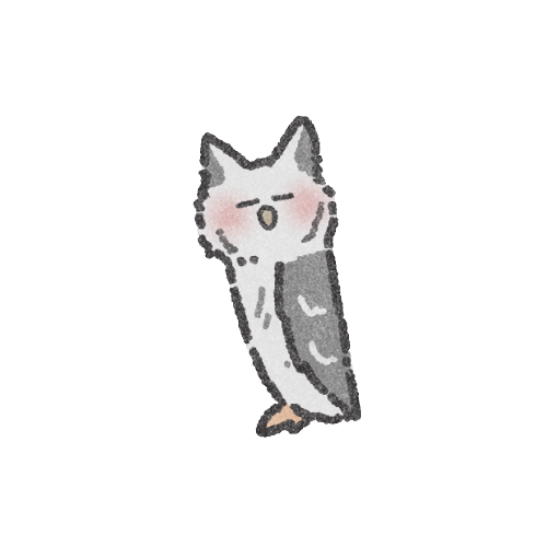 細くなったフクロウ(アフリカオオコノハズク)さんのフリーイラスト