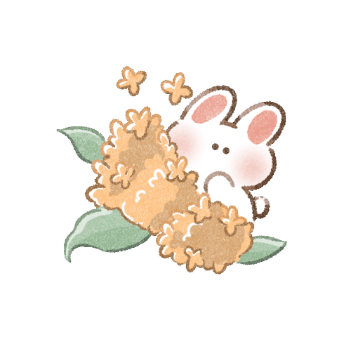 金木犀と兎さんのフリーイラスト