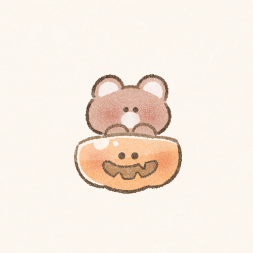 カボチャに入ったクマさんのフリーアイコン