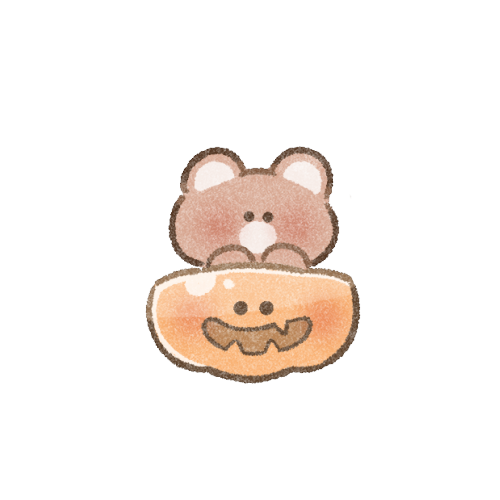 カボチャに入ったクマさんのフリーイラスト
