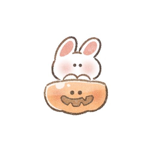 カボチャに入った兎さんのフリーイラスト