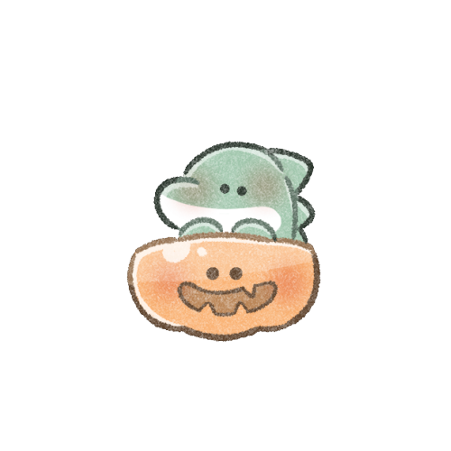 カボチャに入った恐竜さんのフリーイラスト