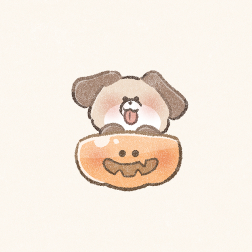 カボチャに入った犬さんのフリーアイコン