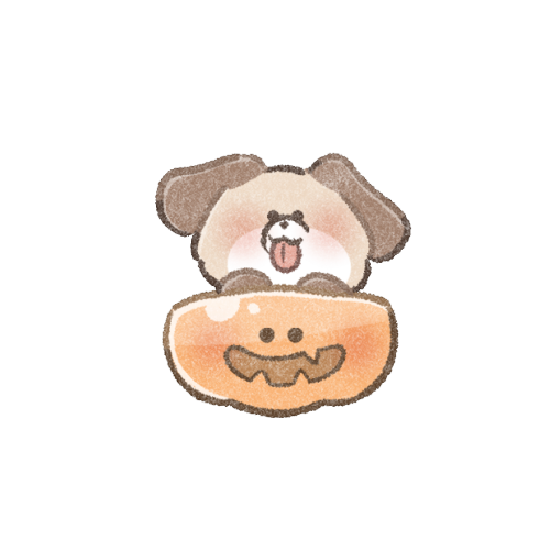 カボチャに入った犬さんのフリーイラスト