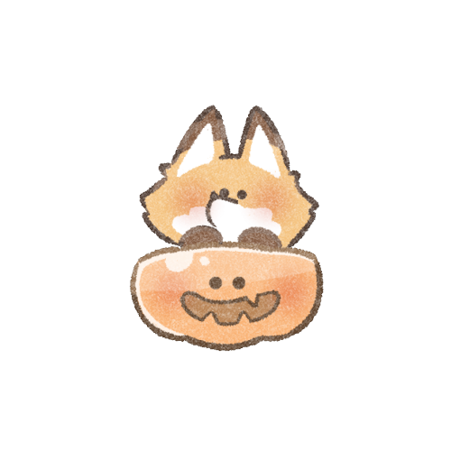 カボチャに入った狐さんのフリーイラスト