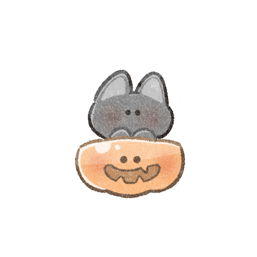 カボチャに入った黒猫さんのフリーイラスト