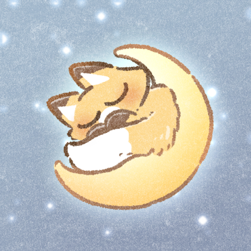 月で眠る狐さんのフリーアイコン