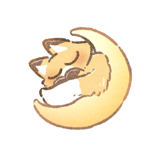 月で眠る狐さんのフリーイラスト