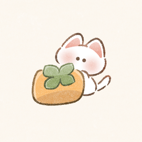 柿と猫さんのフリーアイコン