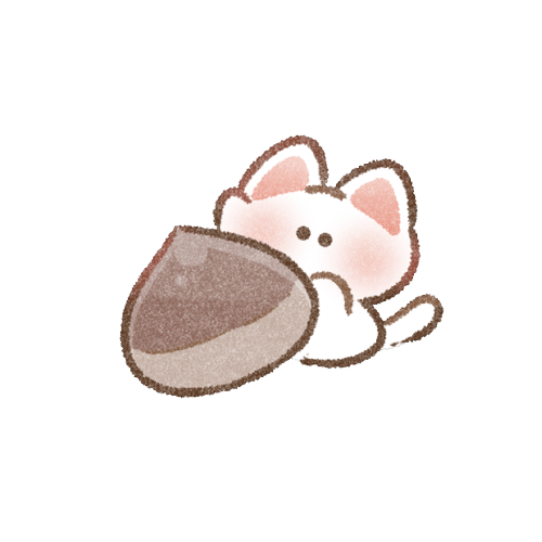 栗と猫さんのフリーイラスト